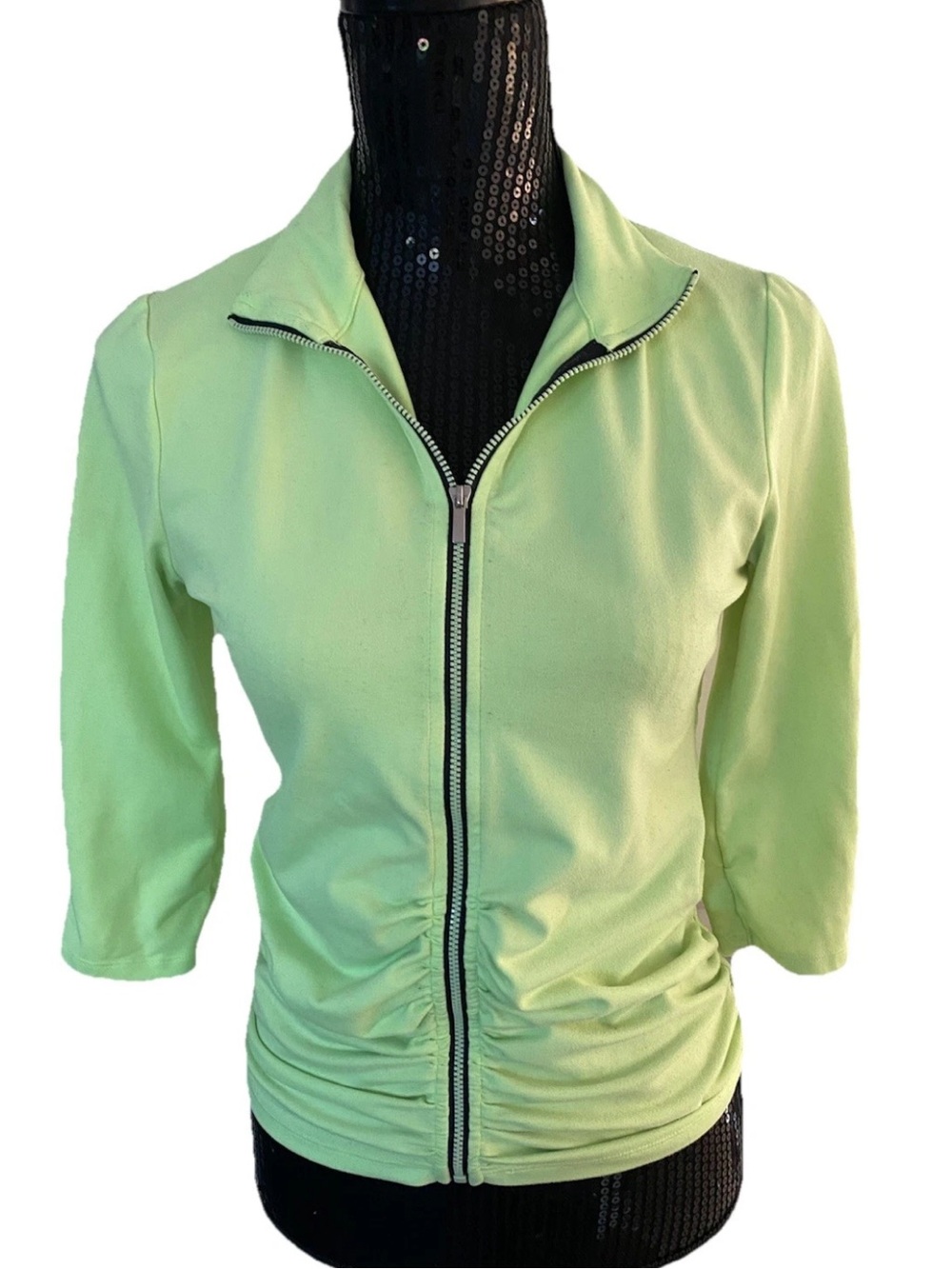 Calvin Klein Performance Women’s S 3/4 Sleeve Full Zip Up Jacket  Neon Green